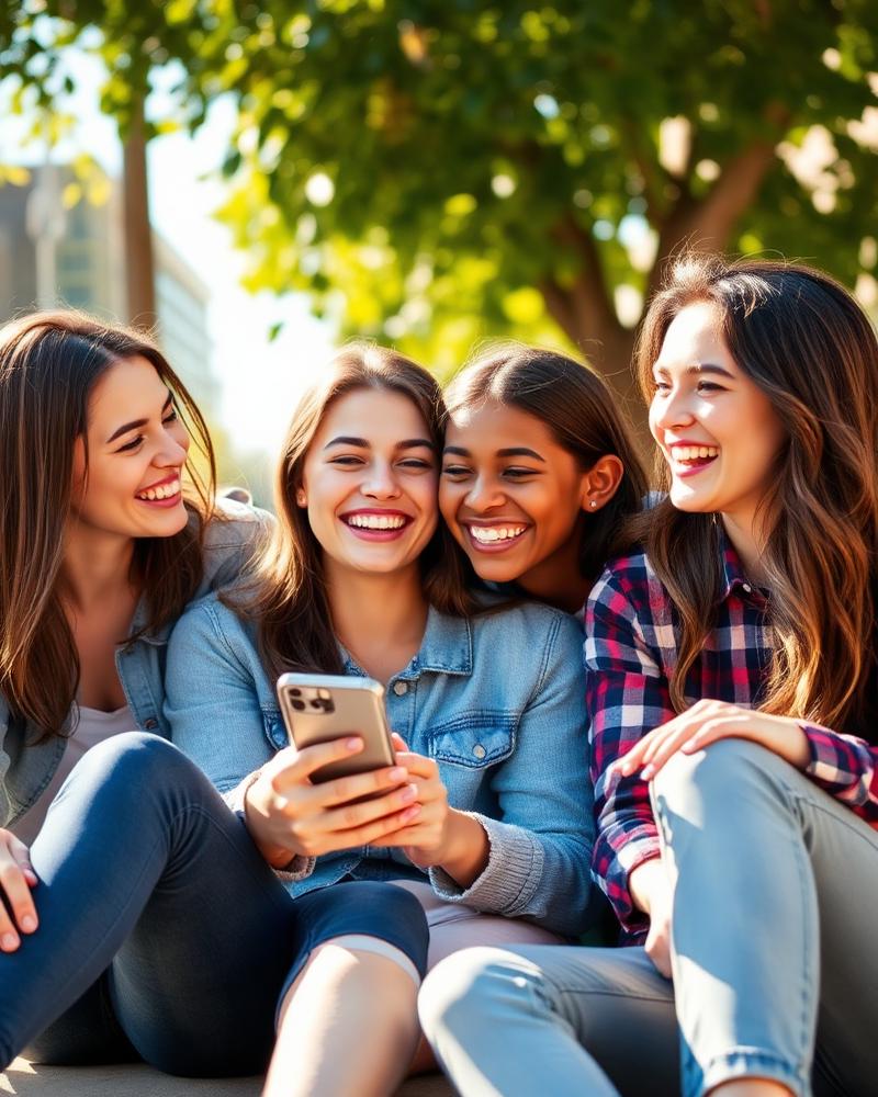 Adolescentes riendo con amigos